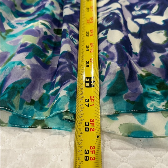 NWT Adrianna Papell Evening Chiffon Aqua Green White Halter Dress Mini Size 14 - Picture 9 of 13